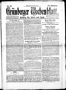 Grünberger Wochenblatt: Zeitung für Stadt und Land, No. 69. (30. April 1924)