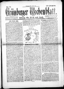 Grünberger Wochenblatt: Zeitung für Stadt und Land, No. 73. (4. Mai 1924)