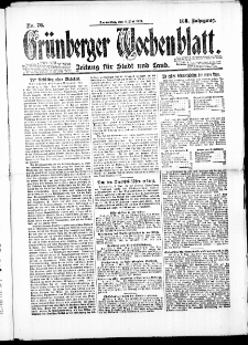 Grünberger Wochenblatt: Zeitung für Stadt und Land, No. 76. (8. Mai 1924)
