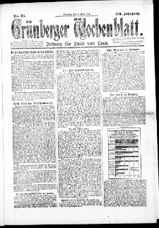 Grünberger Wochenblatt: Zeitung für Stadt und Land, No. 80. (13. Mai 1924)