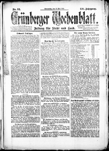 Grünberger Wochenblatt: Zeitung für Stadt und Land, No. 82. (15. Mai 1924)