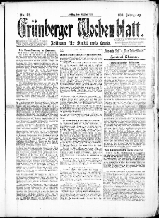 Grünberger Wochenblatt: Zeitung für Stadt und Land, No. 83. (16. Mai 1924)