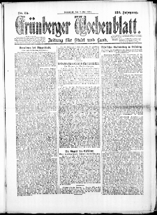 Grünberger Wochenblatt: Zeitung für Stadt und Land, No. 84. (17. Mai 1924)