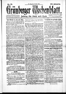 Grünberger Wochenblatt: Zeitung für Stadt und Land, No. 92. (27. Mai 1924)