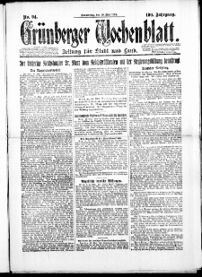 Grünberger Wochenblatt: Zeitung für Stadt und Land, No. 94. (29. Mai 1924)