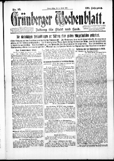 Grünberger Wochenblatt: Zeitung für Stadt und Land, No. 99. (5. Juni 1924)