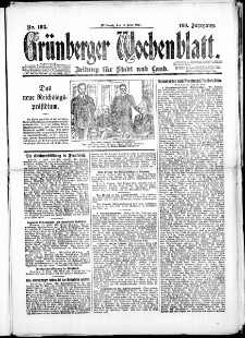 Grünberger Wochenblatt: Zeitung für Stadt und Land, No. 103. (11. Juni 1924)