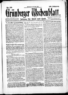 Grünberger Wochenblatt: Zeitung für Stadt und Land, No. 109. (18. Juni 1924)