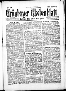 Grünberger Wochenblatt: Zeitung für Stadt und Land, No. 110. (19. Juni 1924)