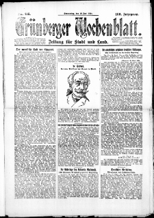 Grünberger Wochenblatt: Zeitung für Stadt und Land, No. 116. (26. Juni 1924)