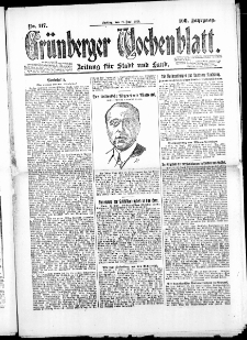 Grünberger Wochenblatt: Zeitung für Stadt und Land, No. 117. (27. Juni 1924)