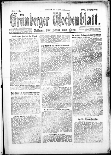 Grünberger Wochenblatt: Zeitung für Stadt und Land, No. 118. (28. Juni 1924)