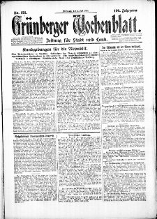 Grünberger Wochenblatt: Zeitung für Stadt und Land, No. 121. (2. Juli 1924)