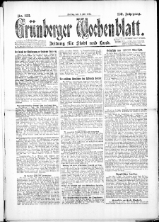Grünberger Wochenblatt: Zeitung für Stadt und Land, No. 123. (4. Juli 1924)