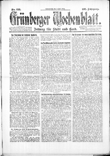 Grünberger Wochenblatt: Zeitung für Stadt und Land, No. 124. (5. Juli 1924)