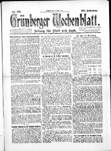 Grünberger Wochenblatt: Zeitung für Stadt und Land, No. 129. (11. Juli 1924)