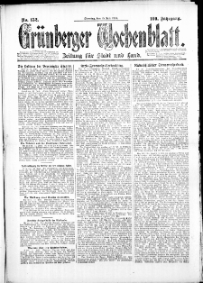 Grünberger Wochenblatt: Zeitung für Stadt und Land, No. 132. (15. Juli 1924)