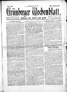 Grünberger Wochenblatt: Zeitung für Stadt und Land, No. 135. (18. Juli 1924)