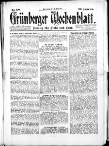 Grünberger Wochenblatt: Zeitung für Stadt und Land, No. 140. (24. Juli 1924)