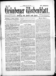 Grünberger Wochenblatt: Zeitung für Stadt und Land, No. 141. (25. Juli 1924)