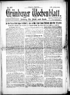 Grünberger Wochenblatt: Zeitung für Stadt und Land, No. 147. (1. August 1924)