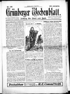 Grünberger Wochenblatt: Zeitung für Stadt und Land, No. 149. (3. August 1924)