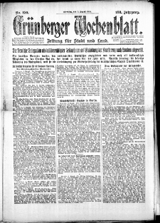 Grünberger Wochenblatt: Zeitung für Stadt und Land, No. 150. (5. August 1924)