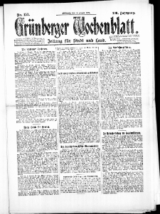 Grünberger Wochenblatt: Zeitung für Stadt und Land, No. 157. (13. August 1924)