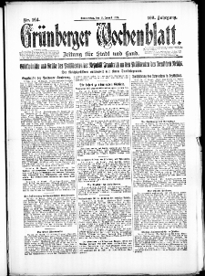 Grünberger Wochenblatt: Zeitung für Stadt und Land, No. 164. (21. August 1924)
