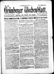 Grünberger Wochenblatt: Zeitung für Stadt und Land, No. 165. (22. August 1924)