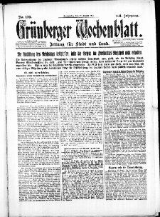 Grünberger Wochenblatt: Zeitung für Stadt und Land, No. 170. (28. August 1924)