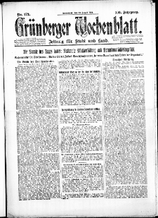 Grünberger Wochenblatt: Zeitung für Stadt und Land, No. 172. (30. August 1924)