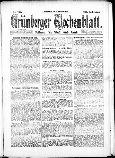 Grünberger Wochenblatt: Zeitung für Stadt und Land, No. 182. (11. September 1924)