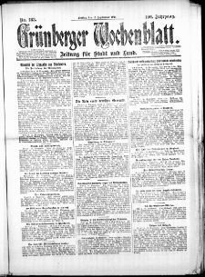 Grünberger Wochenblatt: Zeitung für Stadt und Land, No. 183. (12. September 1924)