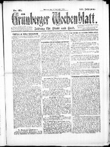 Grünberger Wochenblatt: Zeitung für Stadt und Land, No. 185. (14. September 1924)