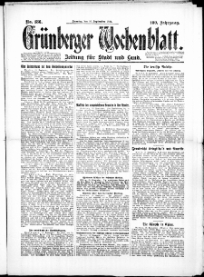 Grünberger Wochenblatt: Zeitung für Stadt und Land, No. 186. (16. September 1924)