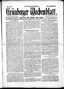 Grünberger Wochenblatt: Zeitung für Stadt und Land, No. 188. (18. September 1924)