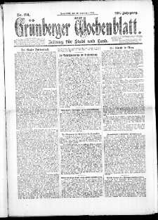 Grünberger Wochenblatt: Zeitung für Stadt und Land, No. 190. (20. September 1924)