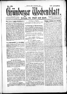 Grünberger Wochenblatt: Zeitung für Stadt und Land, No. 192. (23. September 1924)