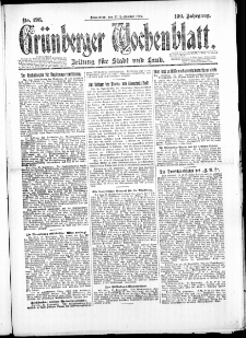 Grünberger Wochenblatt: Zeitung für Stadt und Land, No. 196. (27. September 1924)