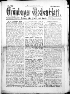 Grünberger Wochenblatt: Zeitung für Stadt und Land, No. 221. (26. Oktober 1924)