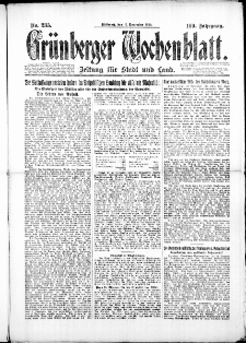 Grünberger Wochenblatt: Zeitung für Stadt und Land, No. 235. (12. November 1924)