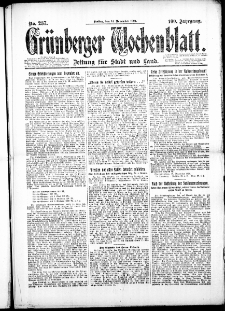 Grünberger Wochenblatt: Zeitung für Stadt und Land, No. 237. (14. November 1924)