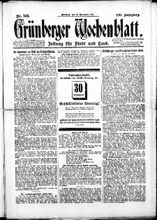 Grünberger Wochenblatt: Zeitung für Stadt und Land, No. 246. (26. November 1924)