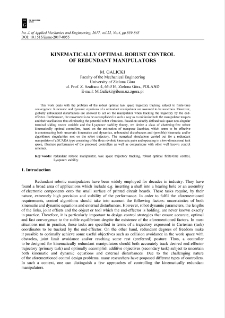 Kinematically optimal robust control of redundant manipulators