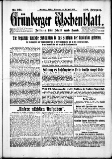 Grünberger Wochenblatt: Zeitung für Stadt und Land, No. 161. (12. Juli 1933)