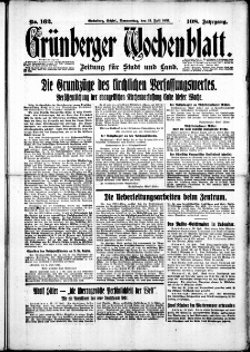 Grünberger Wochenblatt: Zeitung für Stadt und Land, No. 162. (13. Juli 1933)