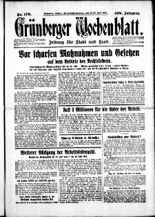 Grünberger Wochenblatt: Zeitung für Stadt und Land, No. 170. (22./23. Juli 1933)