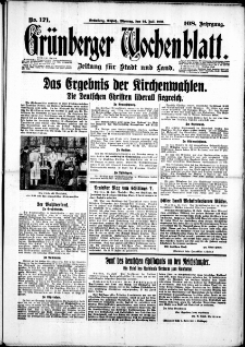 Grünberger Wochenblatt: Zeitung für Stadt und Land, No. 171. (24. Juli 1933)