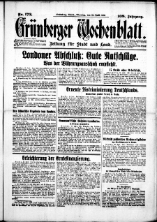 Grünberger Wochenblatt: Zeitung für Stadt und Land, No. 172. (25. Juli 1933)